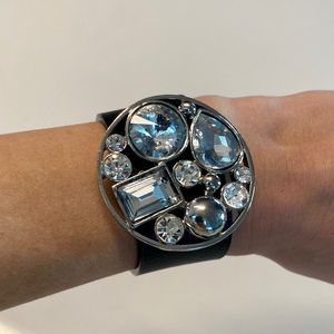 Black & Silver Circular Rhinestone Slide Bracelet